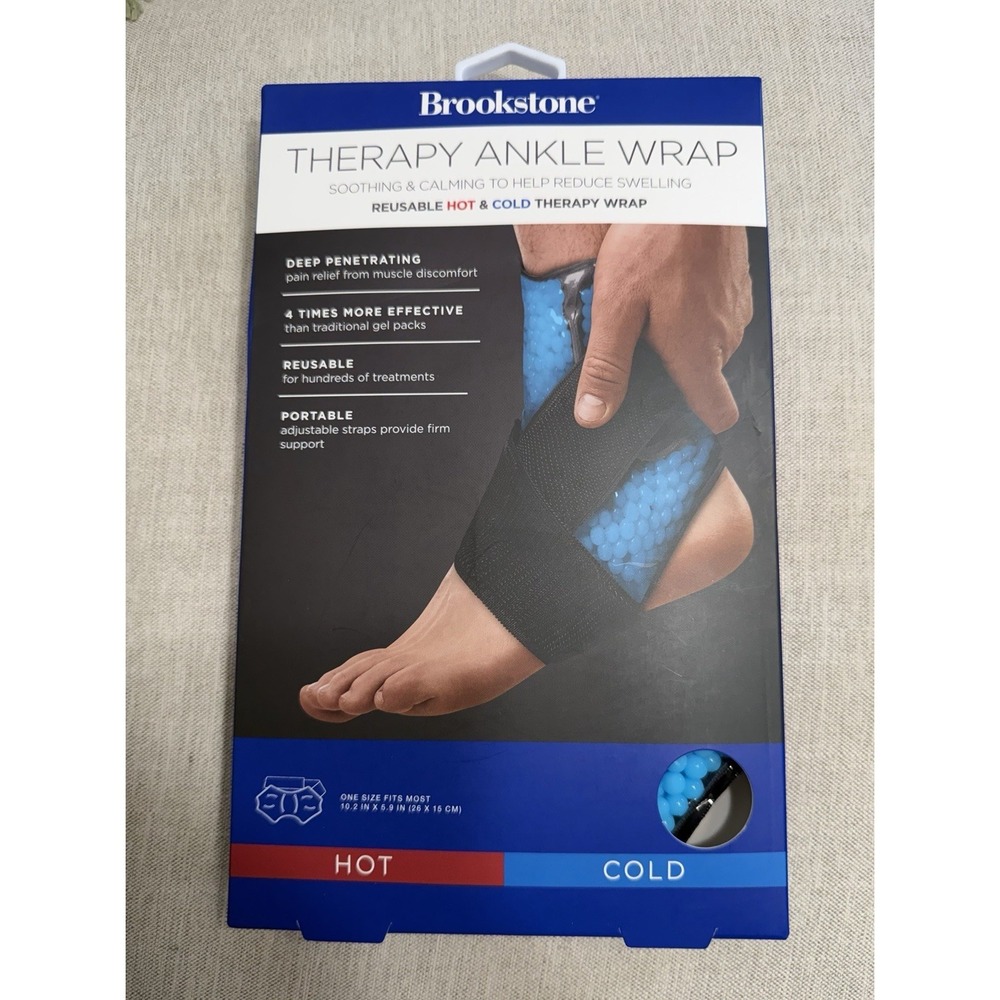 Brookstone Therapy Ankle Wrap • Brand New • Hot Cold Reusable Portable Gel Beads